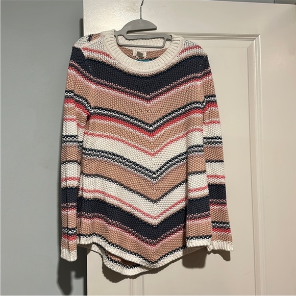 Caslon Striped Multi Colored Cotton Sweater Size X-Small NWOT - Picture 2 of 5